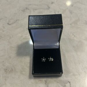 10K gold Sapphire and Diamond Flower Earrings